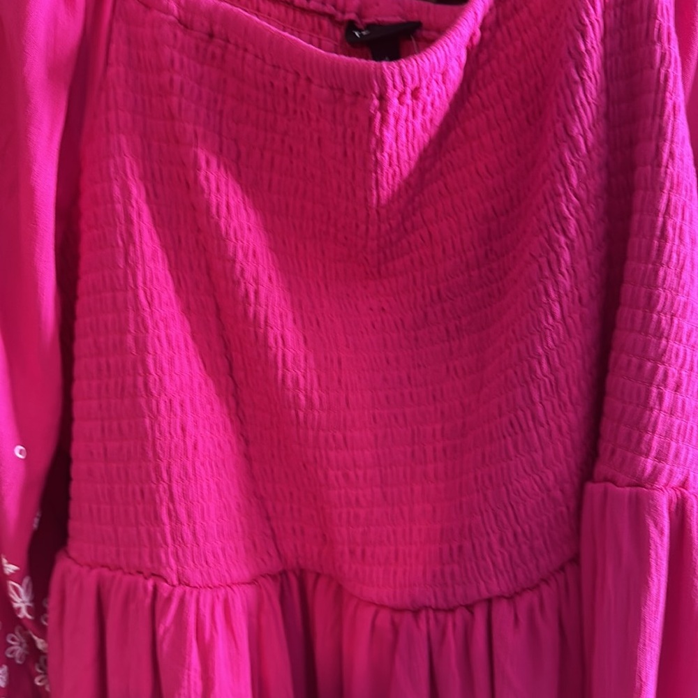 New Torrid Mini Crinkle Gauze Blouson Sleeve Dress in Cabaret Pink size 26 - Picture 9 of 11